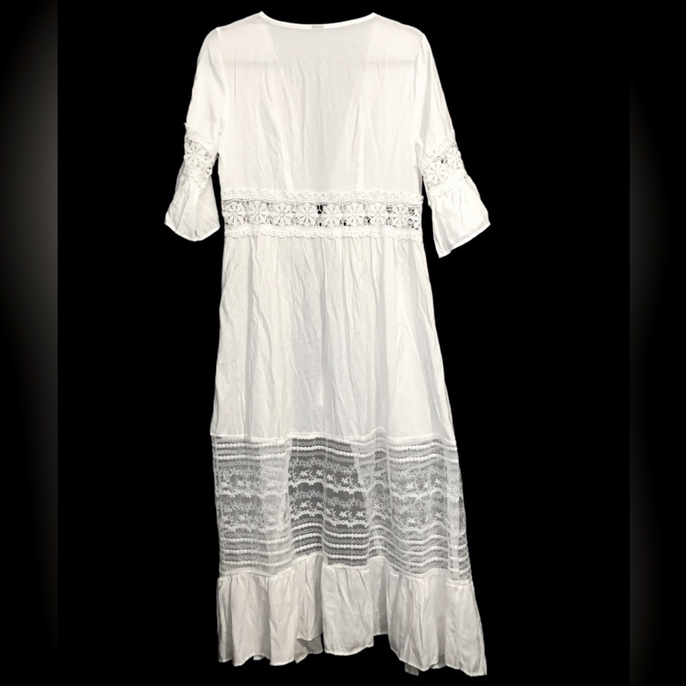 SHEIN Peasant Style Embroidered Lace Inset Robe - Picture 2 of 5